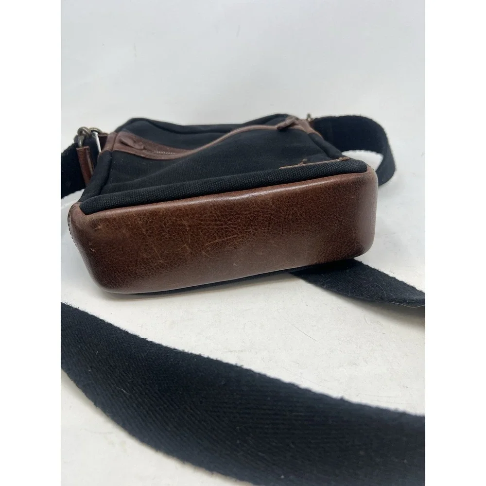 WILL LEATHER GOODS Black‎ Canvas And Leather Small Messenger Crossbody Bag
